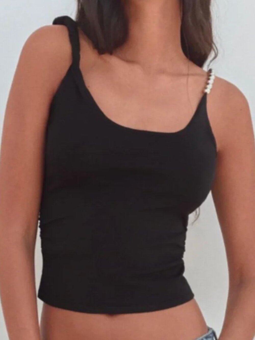 Beaded Strap Knit Tank Top